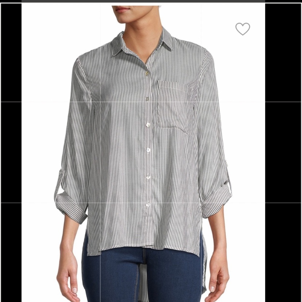 For The Republic button down rayon stripped shirt